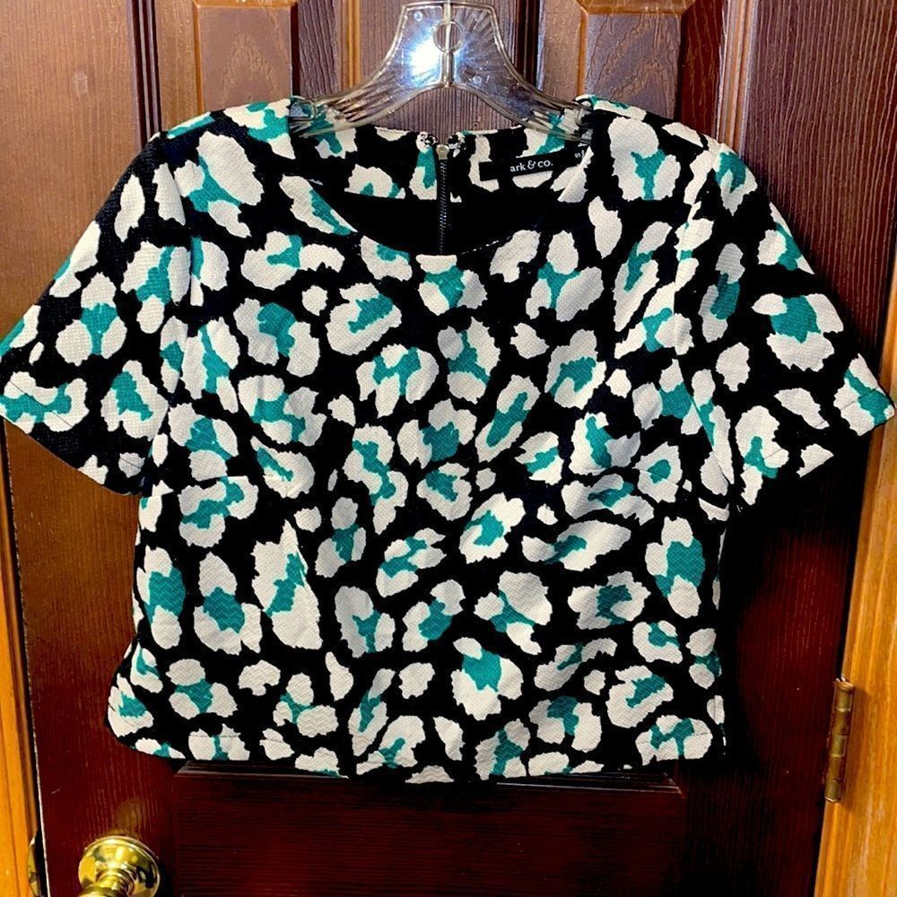 Ark and Co. size small black and green printed top.